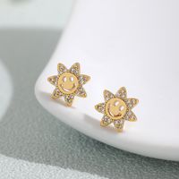 Vintage Fashion Inlaid Zircon Smiley Face Earrings Wholesale Nihaojewelry main image 3