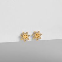 Vintage Fashion Inlaid Zircon Smiley Face Earrings Wholesale Nihaojewelry main image 4