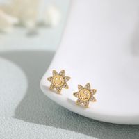 Vintage Fashion Inlaid Zircon Smiley Face Earrings Wholesale Nihaojewelry main image 5