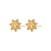 Boucles D&#39;oreilles Visage Smiley Zircon Incrusté De Mode Vintage En Gros Nihaojewelry main image 6