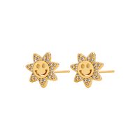 Vintage Fashion Inlaid Zircon Smiley Face Earrings Wholesale Nihaojewelry main image 6