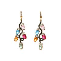 Christmas Branch Shape Colorful Diamond Earrings Wholesale Nihaojewelry sku image 1