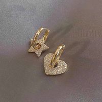 Fashion Simple Heart Five-pointed Star Inlaid Rhinestone Earrings Wholesale Nihaojewelry sku image 1