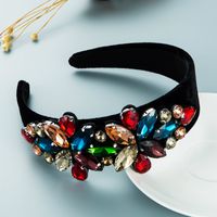 Baroque Style New Flannel Inlaid Gemstone Wide-brimmed Headband Wholesale Nihaojewelry sku image 3