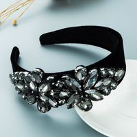 Baroque Style New Flannel Inlaid Gemstone Wide-brimmed Headband Wholesale Nihaojewelry sku image 4