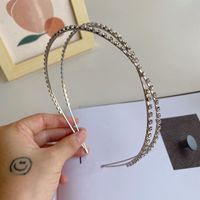 Korean Alloy Rhinestone Cross Thin Headband Wholesale Nihaojewelry sku image 1