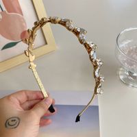 Korean Alloy Rhinestone Leaf Thin Headband Wholesale Nihaojewelry sku image 1