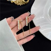 Korean Simple Pearl Tassel Earrings Wholesale Nihaojewelry sku image 1