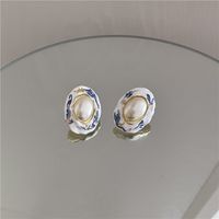 Retro Enamel Oval Button Earrings Wholesale Nihaojewelry sku image 1
