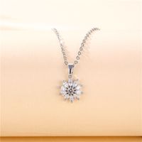 Snowflake Inlaid Zircon Copper Pendant Stainless Steel Chain Necklace Wholesale Nihaojewelry sku image 1