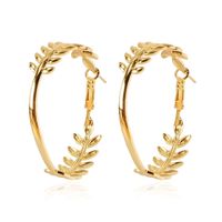 Metal Simple Leaf Hollow Fashion Round Earrings Wholesale Jewelry Nihaojewelry sku image 1