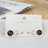 Koreanische Einfache Kombinationsfrucht Geometrische Eingelegte Zirkonohrringe Großhandel Nihaojewelry sku image 1