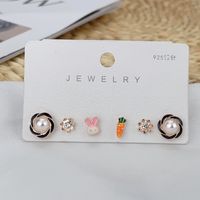 Korean Simple Combination Fruit Geometric Inlaid Zircon Earrings Wholesale Nihaojewelry sku image 5