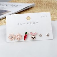 Korean Simple Combination Fruit Geometric Inlaid Zircon Earrings Wholesale Nihaojewelry sku image 7