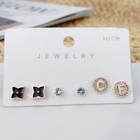 Korean Simple Combination Fruit Geometric Inlaid Zircon Earrings Wholesale Nihaojewelry sku image 10