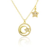 Star Moon Zircon Pendant Stainless Steel Necklace Wholesale Nihaojewelry sku image 1