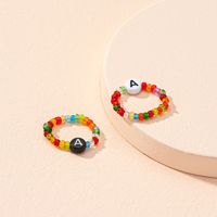 Conjunto De Anillos De Perlas De Color De Letra De Moda Coreana Al Por Mayor Nihaojewelry sku image 1