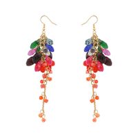 Color Crystal Flower Long Fringed Earrings Wholesale Jewelry Nihaojewelry sku image 1