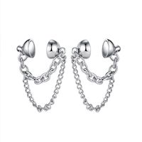 New Simple Geometric Double-layer Chain Stainless Steel Inlaid Zircon Earrings Wholesale Nihaojewelry sku image 1