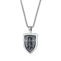 Retro Shield Carved Pendant Stainless Steel Necklace Wholesale Nihaojewelry sku image 1