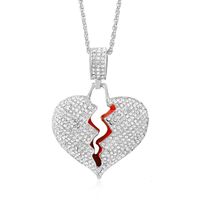 Retro Diamond Broken Heart Pendant Clavicle Chain Necklace Wholesale Jewelry Nihaojewelry sku image 2