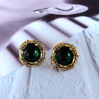 Vintage Fashion Pearl Glass Jade Drip Glaze Earrings Wholesale Nihaojewelry sku image 7