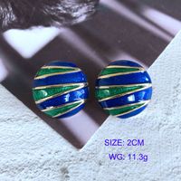 Vintage Green Drip Glaze Enamel Stone Pearl Earrings Wholesale Nihaojewelry sku image 2