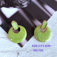 Vintage Green Drip Glaze Enamel Stone Pearl Earrings Wholesale Nihaojewelry sku image 1