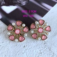 Fashion Pink Drip Glaze Glass Gem Stone Geometric Earrings Wholesale Nihaojewelry sku image 4