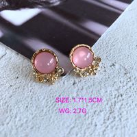 Fashion Pink Drip Glaze Glass Gem Stone Geometric Earrings Wholesale Nihaojewelry sku image 1