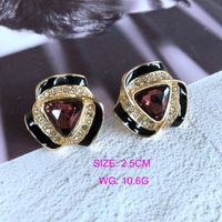 Vintage Oil Drip Glaze Enamel Rhinestones Color Matching Geometric Earrings Wholesale Nihaojewelry sku image 6