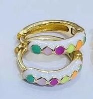 Simple C-shaped Diamond-shaped Oil Drip Enamel Copper Earrings Wholesale Nihaojewelry sku image 6