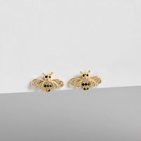 Fashion Alloy Bee Inlaid Rhinestone Stud Earrings Wholesale Nihaojewelry sku image 1