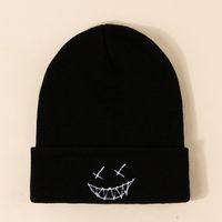 Hot Selling Smiley Face Knit Pure Color Cold Hat sku image 1