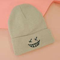 Hot Selling Smiley Face Knit Pure Color Cold Hat sku image 2