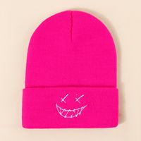 Hot Selling Smiley Face Knit Pure Color Cold Hat sku image 3