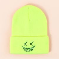 Hot Selling Smiley Face Knit Pure Color Cold Hat sku image 4