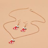 Simple Dripping Oil Christmas Stocking Earrings Necklace Set Wholesale Jewelry Nihaojewelry main image 1