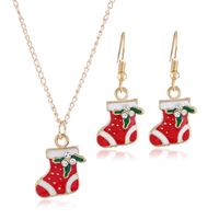 Simple Dripping Oil Christmas Stocking Earrings Necklace Set Wholesale Jewelry Nihaojewelry main image 6