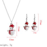 Cute Dripping Oil Saint Christmas Snowman Earrings Necklace 2-piece Set Wholesale Jewelry Nihaojewelry main image 5