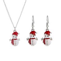 Cute Dripping Oil Saint Christmas Snowman Earrings Necklace 2-piece Set Wholesale Jewelry Nihaojewelry main image 6
