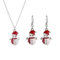 Mignon Gouttes D&#39;huile Saint Noël Bonhomme De Neige Boucles D&#39;oreilles Collier Ensemble De 2 Pièces Bijoux En Gros Nihaojewelry main image 6