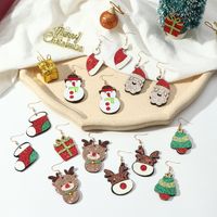 Cute Glitter Cloth Santa Claus Elk Christmas Earrings Wholesale Jewelry Nihaojewelry main image 1