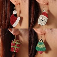 Cute Glitter Cloth Santa Claus Elk Christmas Earrings Wholesale Jewelry Nihaojewelry main image 6