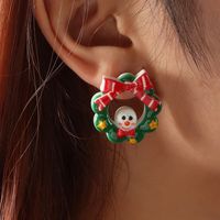 Cartoon Christmas Snowman Bell Resin Earrings Wholesale Jewelry Nihaojewelry main image 5