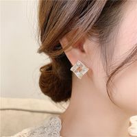 Korean Style Geometric Square Pearl Zircon Stitching Earrings Wholesale Jewelry Nihaojewelry main image 3