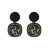 Retro Geometric Stitching Checkerboard Leopard Pattern Earrings Wholesale Jewelry Nihaojewelry main image 6