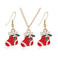 Einfaches Tropfendes Öl Weihnachtsstrumpf Ohrringe Halskette Set Großhandel Schmuck Nihaojewelry sku image 1