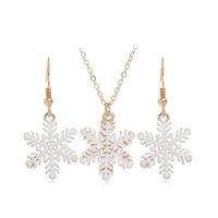 Simple Dripping Oil Christmas Snowflake Earrings Necklace 2-piece Set Wholesale Jewelry Nihaojewelry sku image 1
