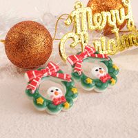 Cartoon Christmas Snowman Bell Resin Earrings Wholesale Jewelry Nihaojewelry sku image 1